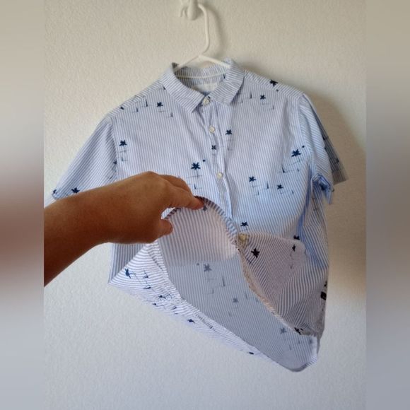 Zara kids Boy Blue White Striped Pattern Button Down Shirt size 11-12 ~ 152cm - Picture 5 of 7